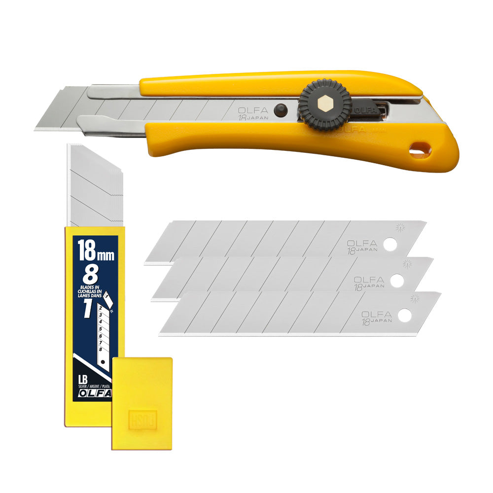 OLFA BN-L/LB10 Ratchet Lock Utility Knife w/ 10pk of Silver Snap Blades