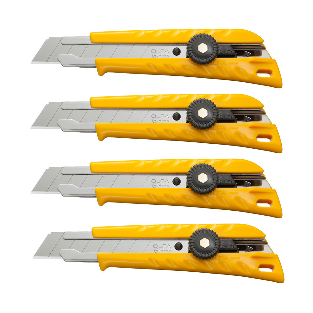 OLFA L-1/CP4 18mm Classic Heavy Duty Ratchet-Lock Utility Knife - 4pk