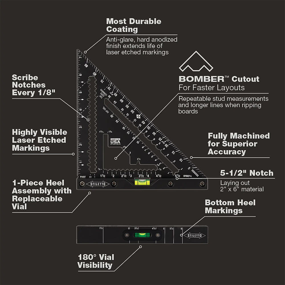Stiletto 7" Carpenter Square with Level