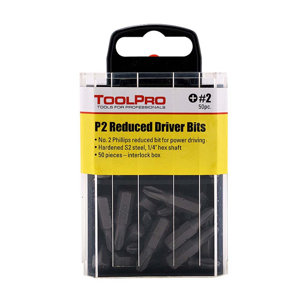ToolPro #2R Reduced Phillips Bit Tips - Interlocking Storage Box of 50