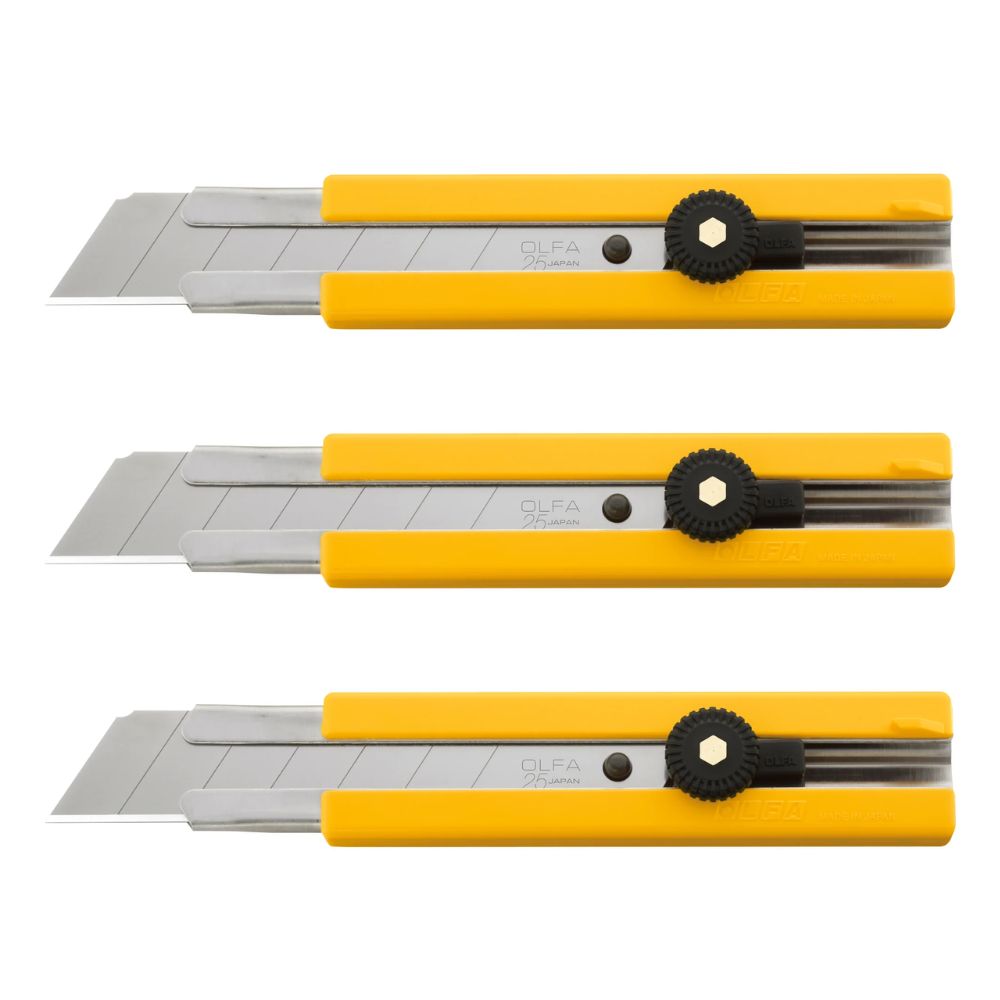 OLFA H-1-CP3 Heavy-Duty Anti-Slip Grip Utility Knife 3-Pack