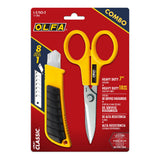 OLFA L-2/SCS-2 Heavy Duty Racket Lock Utility Knife & Scissors Combo