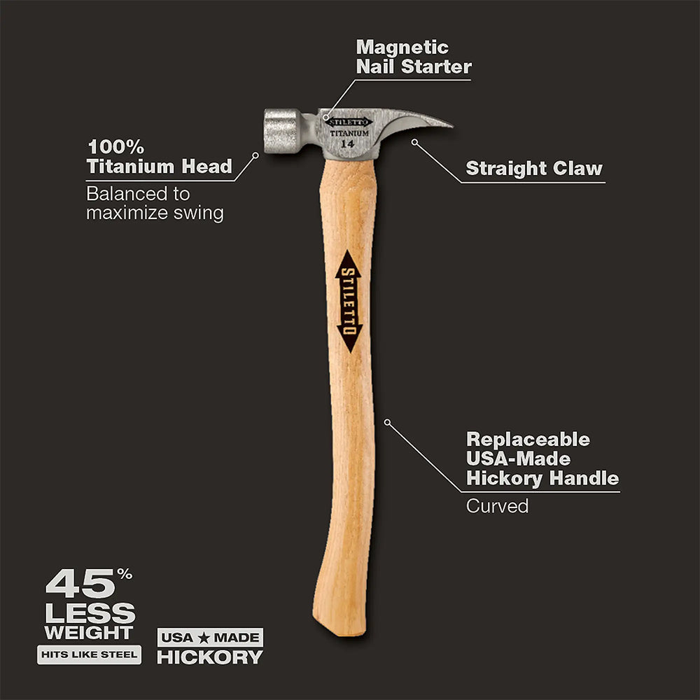 Stiletto 14oz Smooth/Curved Hickory