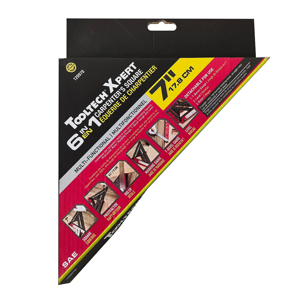 Tooltech Xpert 7" Multi-Functional 6-in-1 Carpenter's Square