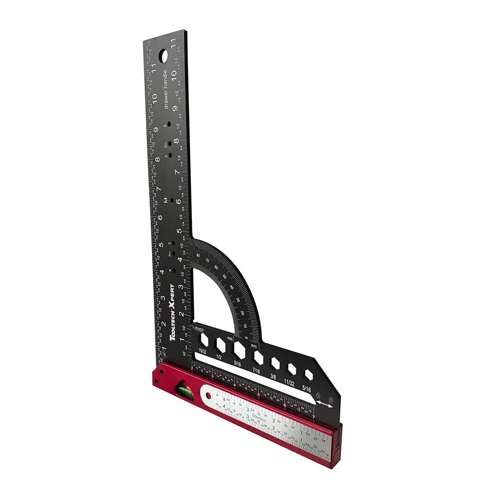 Tooltech Xpert 12" 8-in-1 Aluminum Multi-Functional Carpenter's Square
