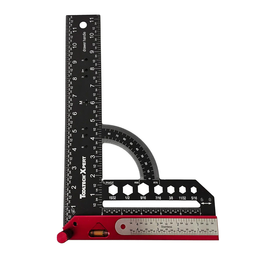 Tooltech Xpert 12" 8-in-1 Aluminum Multi-Functional Carpenter's Square